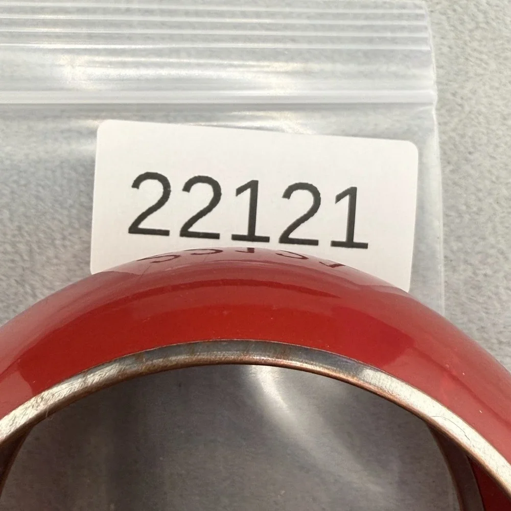 Vintage Chunky Bangle Bracelet Red Gold tone Acrylic 9.5